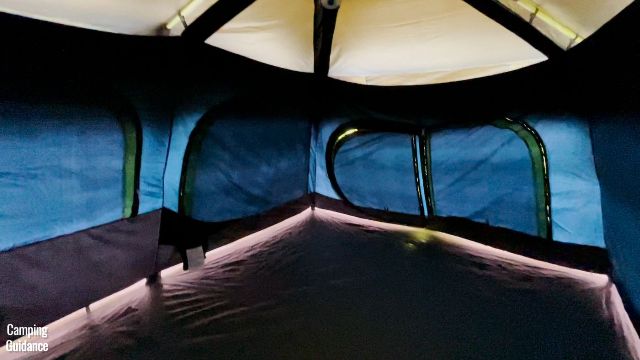 This is a picture of the dark room technology black-out feature of the Coleman 10-Person Instant Cabin Tent.