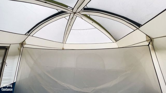 This is what the divider of the Ozark Trail 10-Person Cabin Tent looks like. Notice that there’s a huge gap from the top of the divider to the top of the Ozark Trail Tent.