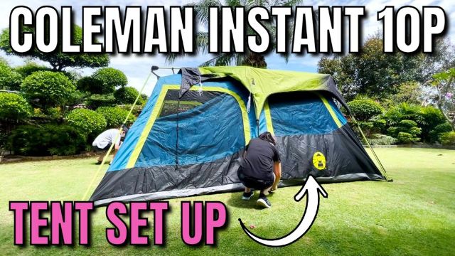 This is a picture of my brother and I setting up our Coleman 10-Person Instant Tent in our yard. I used this picture also for my "Coleman Instant 10P Tent Set Up" video on YouTube.
