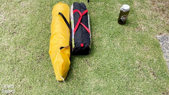 Notice that my Teton Sports 2-Person Vista Quick Tent with pre-attached poles (left, yellow), is significantly longer than my Coleman 2-Person Sundome Tent (right, black) with a more traditional set up.