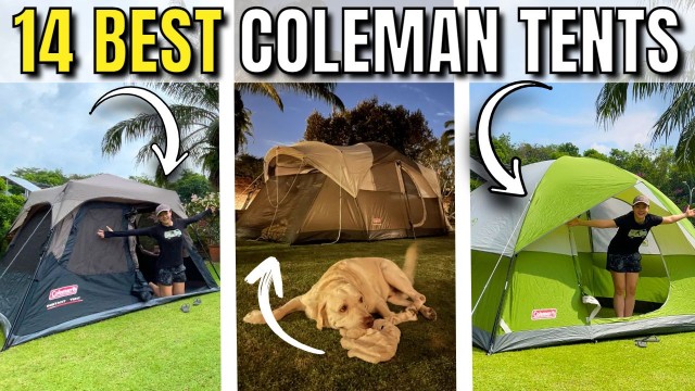 From left to right: Coleman Instant Cabin 4-Person Tent, Coleman WeatherMaster 10-Person Tent, and Coleman Sundome 6-Person Tent.