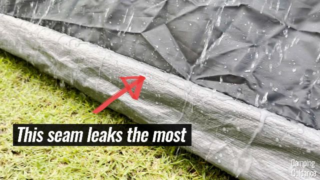 A picture of the most vulnerable seam in the Coleman Instant Tent 4.