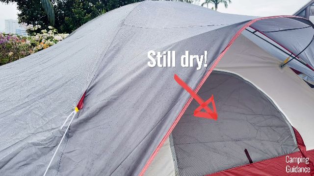 This is my Coleman Red Canyon 8-Person Tent in light rain.