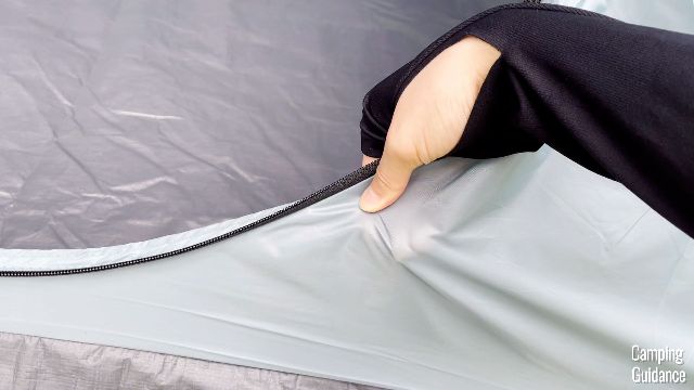 A close-up shot of the tent body of the Coleman Skydome Tent.