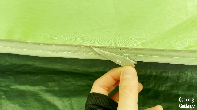 What one of the seams in my Coleman Sundome 2 looked like.