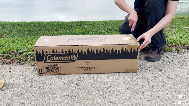 This is a picture of me unboxing the Coleman Sundome 6 Tent.