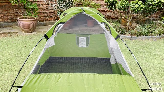 This is what the Coleman 2-Person Sundome Tent looks like without the rainfly.