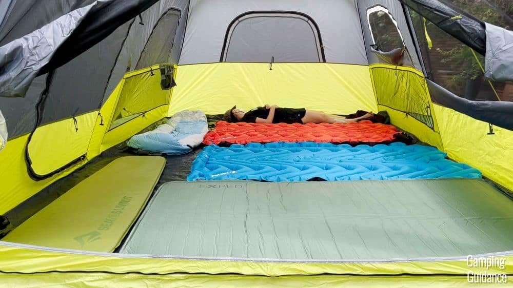 What 9 single sleeping pads look like in the Core Instant Cabin 9.