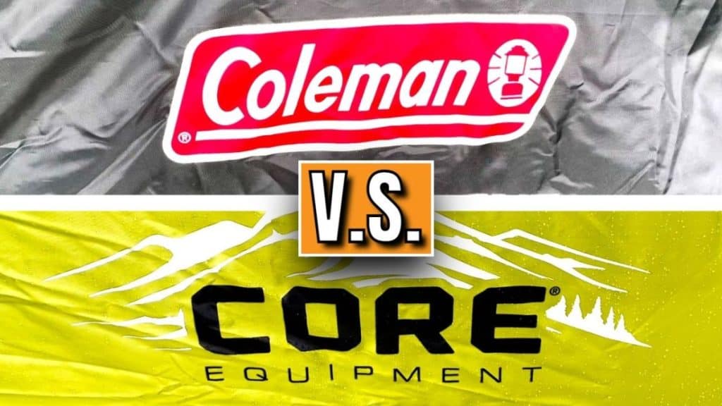This is a picture of the Coleman logo on my Coleman Instant Tent 4 (top) and the Core Equipment logo on my Core 9-Person Instant Cabin Tent (bottom).