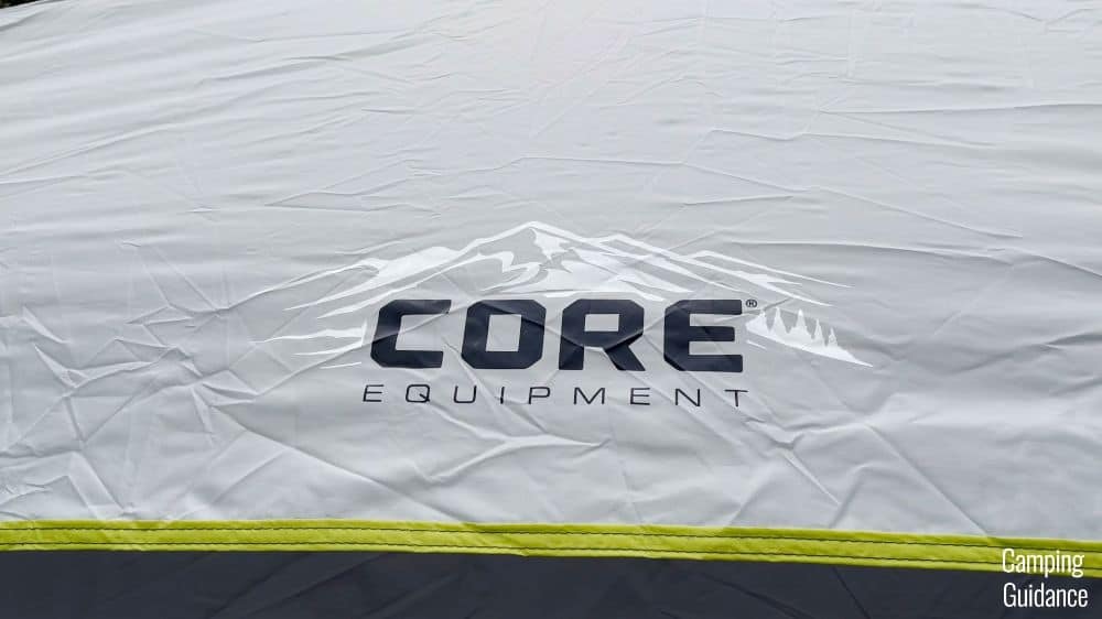 The Core Equipment logo on the rainfly of my Core Instant 9.