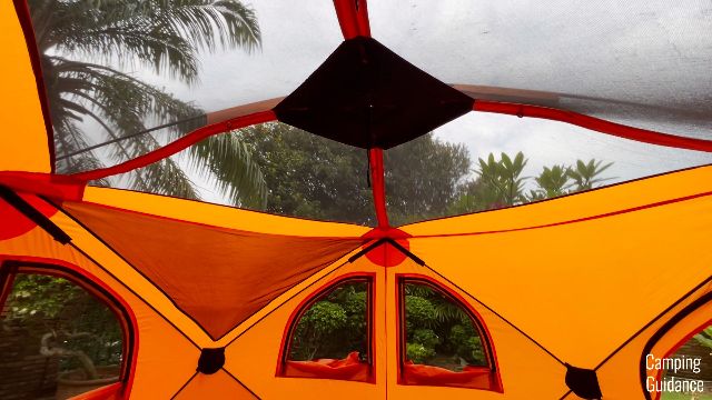 The ceiling mesh and open windows of the Gazelle T4 Hub Tent