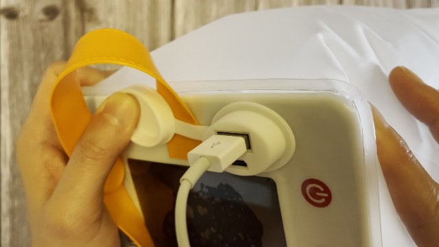 The USB output of the LuminAID PackLite Max.