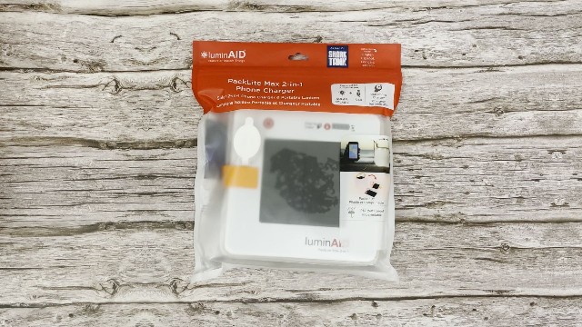 The original packaging of the LuminAID PackLite Max.