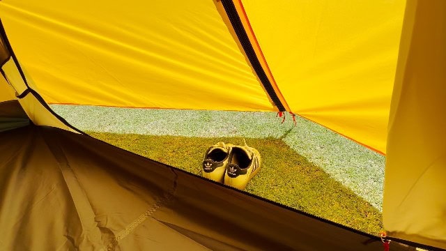One of the vestibules of the REI Trail Hut 2.