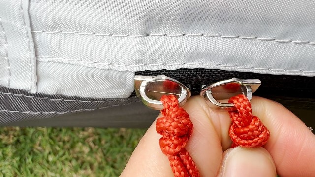 Zippers of the REI Trail Hut 2.