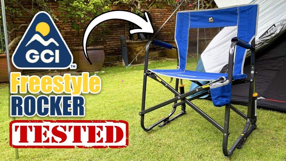 The author testing the GCI Outdoor Freestyle Rocker.